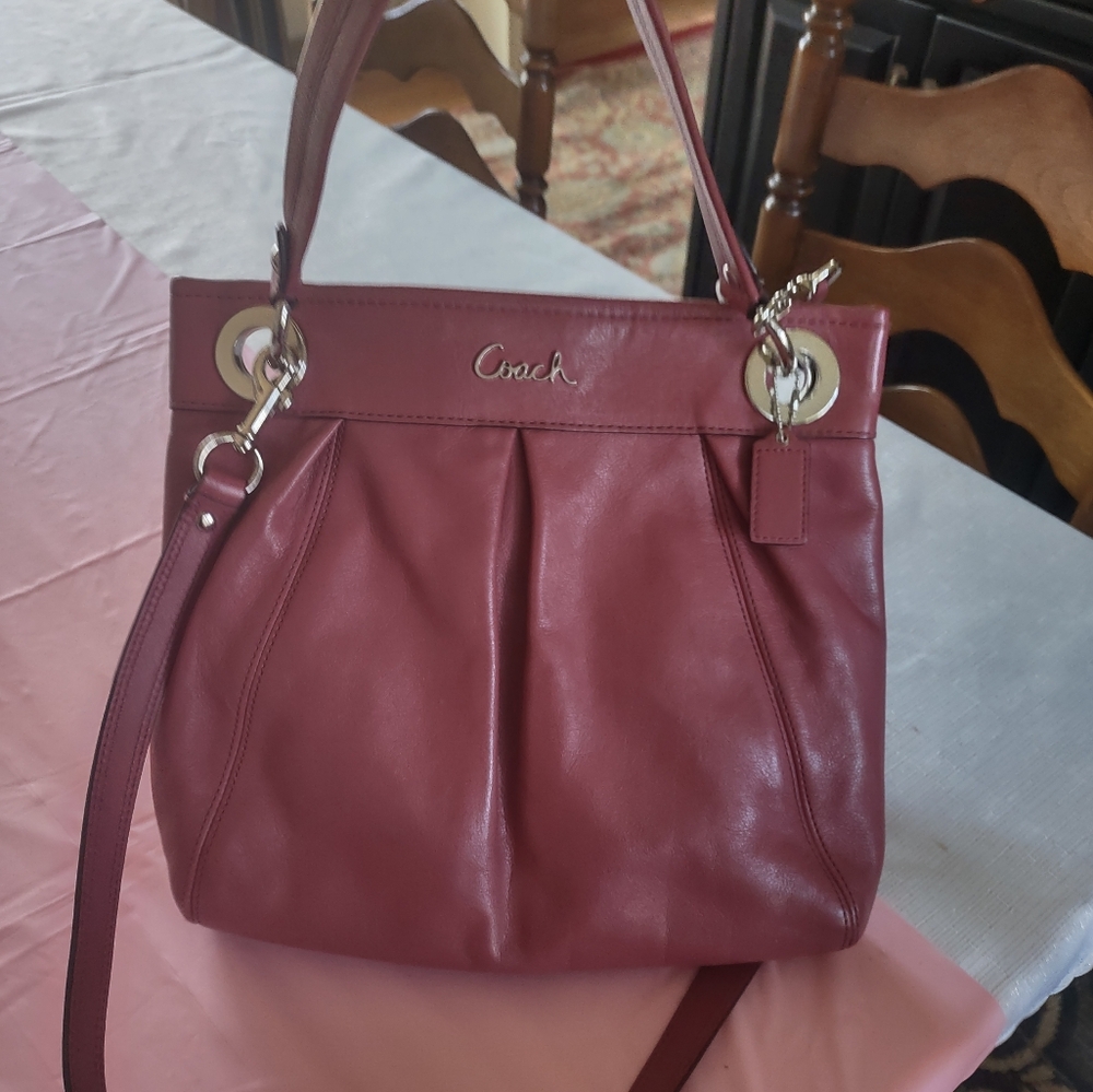 Coach Women's Pink Leather Convertible Shoulder/Crossbody Ashley Hippie Bag